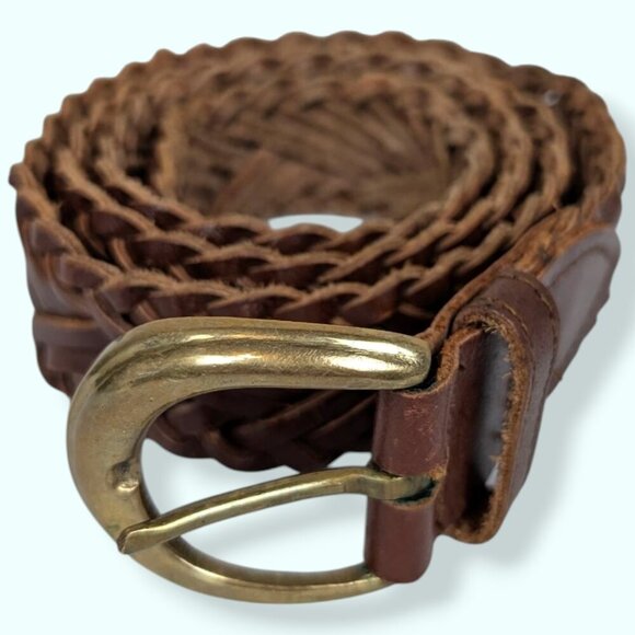 Vintage Woven Brown Leather Belt - Picture 2 of 5